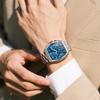 analog watch with a stylish stainless steel perfect for work or casual Features a luminous chronograph date and a blue Men's popular, formal,