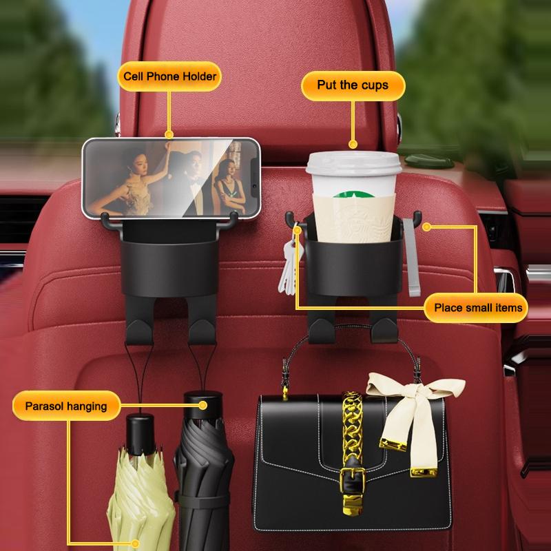 Car Seat Headrest Hook Hanger Storage With Water Cup Holder For Porsche Cayenne Panamera Macan 911 718 Taycan Boxster Cayman 918