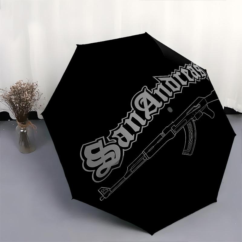 1pc San Andreas AK 47 Automatic Open Close Umbrella Windproof Canopy, Automatic Open Close Button10243