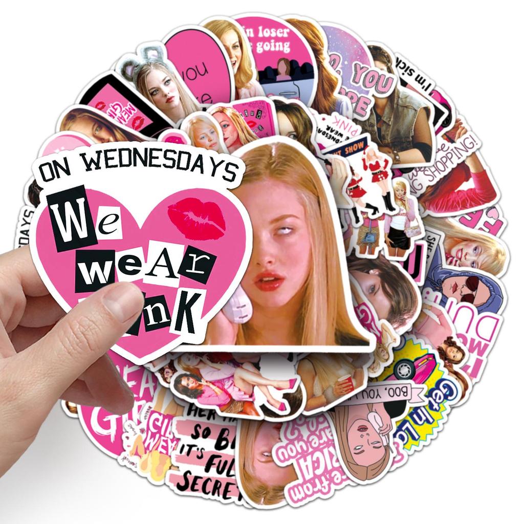 50pcs Mean Girls Cartoon Waterproof Stickers for Phone Case, Suitcase, Cup, Journal