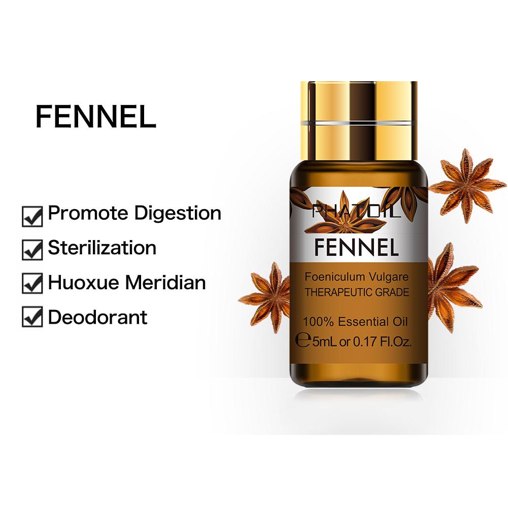 PHATOIL 5/10/30/100ML Fennel Pure Essential Oil With Dropper Spa Massage Body Care Air Purifier Skin Care Natural Fragrance Oil