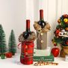 European & American Christmas Wine Bottle Cover with Bow Knot and Burlap Fur Collar