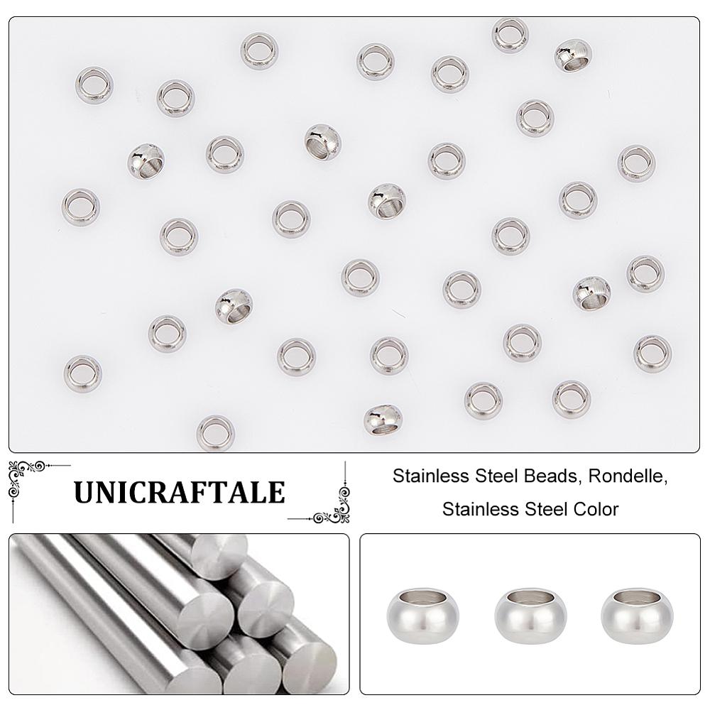 304 Stainless Steel Beads, Rondelle, Stainless Steel Color, 5x3mm, Hole: 3mm, 200pcs/box