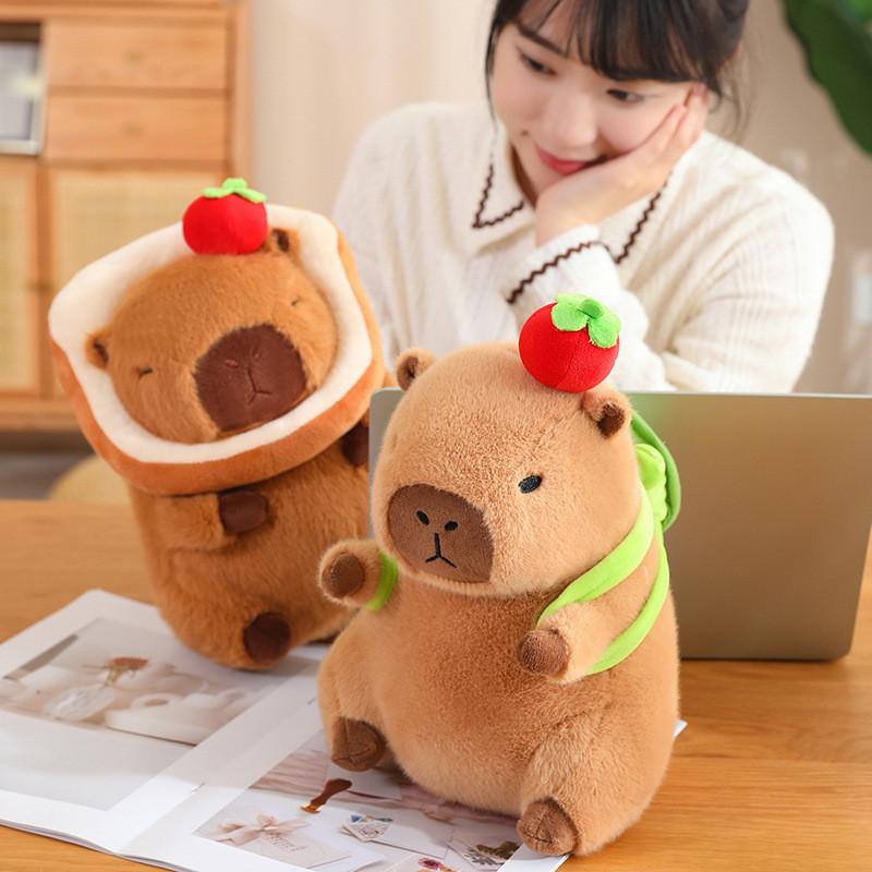 Capybara Plush Huggable Toy With Unique Food Designs And Soft Short Plush Fabric