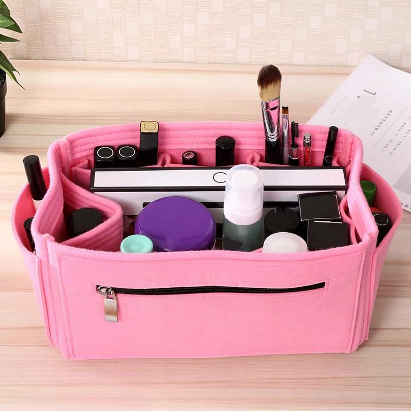 Make Up Organizer Felt Cloth Handbag Organizer Insert Bag Travel Inner Purse Portable Cosmetic Bags Fits Speedy Neverfull