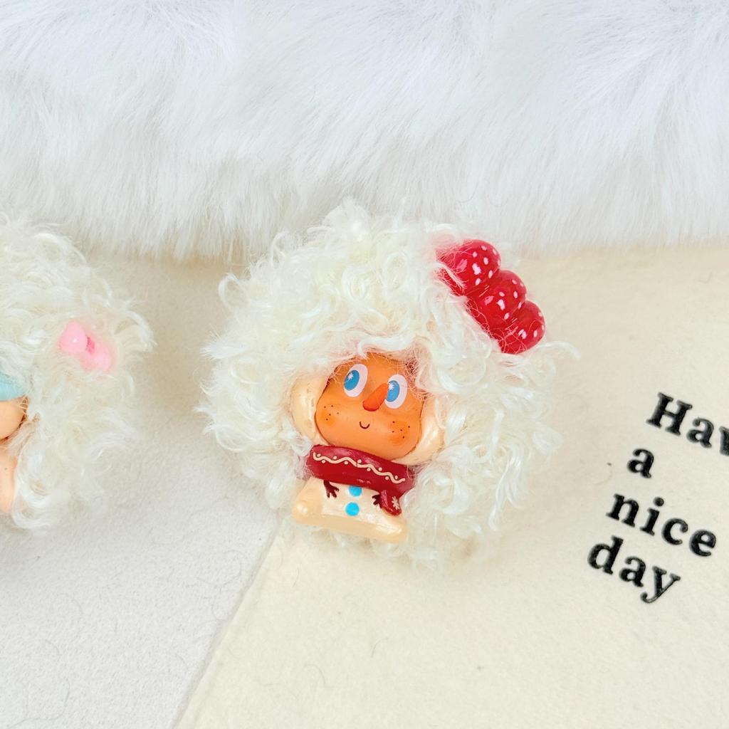 Customizable Mengli Marshmallow Doll Keychain with Curly Hair - Cute Cartoon Phone Strap & Bag Accessory Gift
