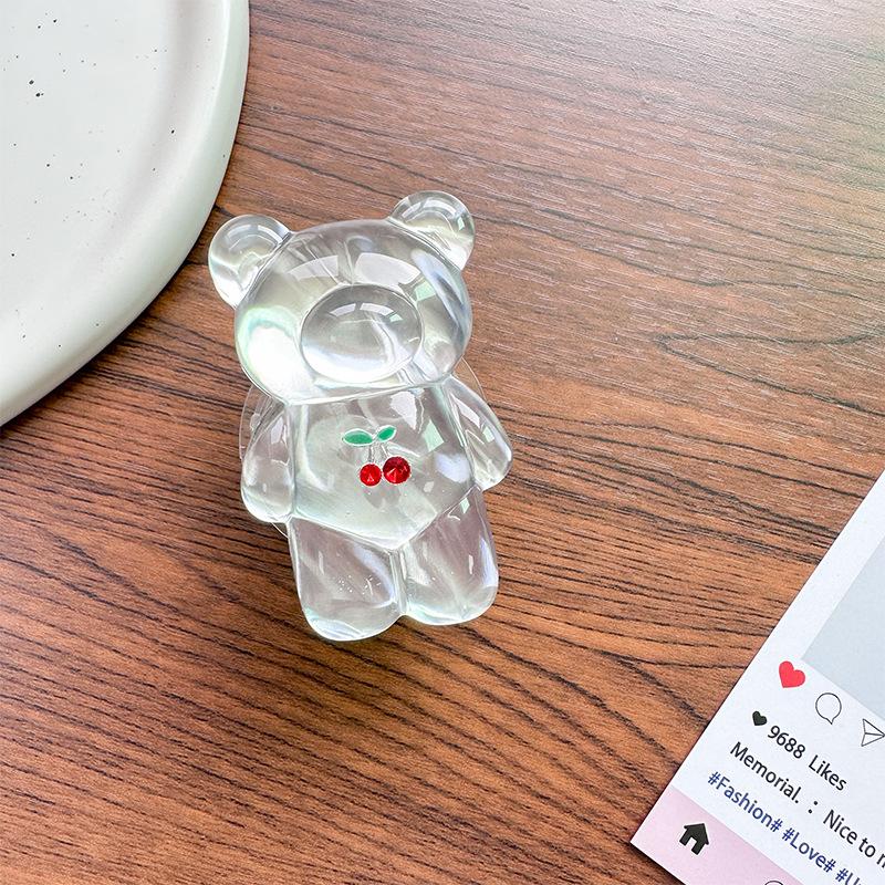 Little Cherry Laser Bear Mobile Phone Airbag Bracket Paste Retractable Creative Desktop Watching Drama Lazy Grip Bracket