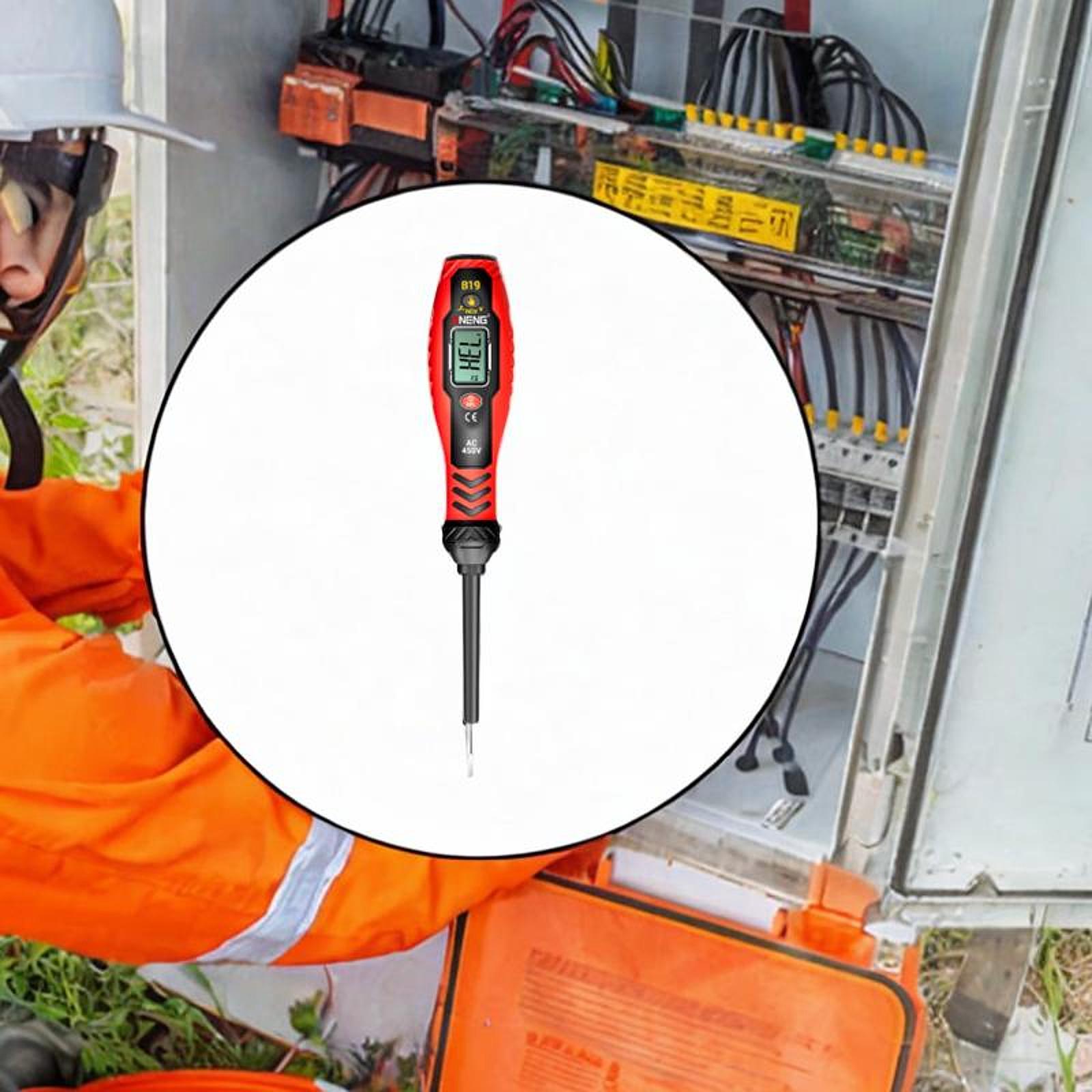 

Voltage Tester Professional LCD Display Voltage Test Pen for on Off Detection Electrician Household Office Electrical Tester червоний