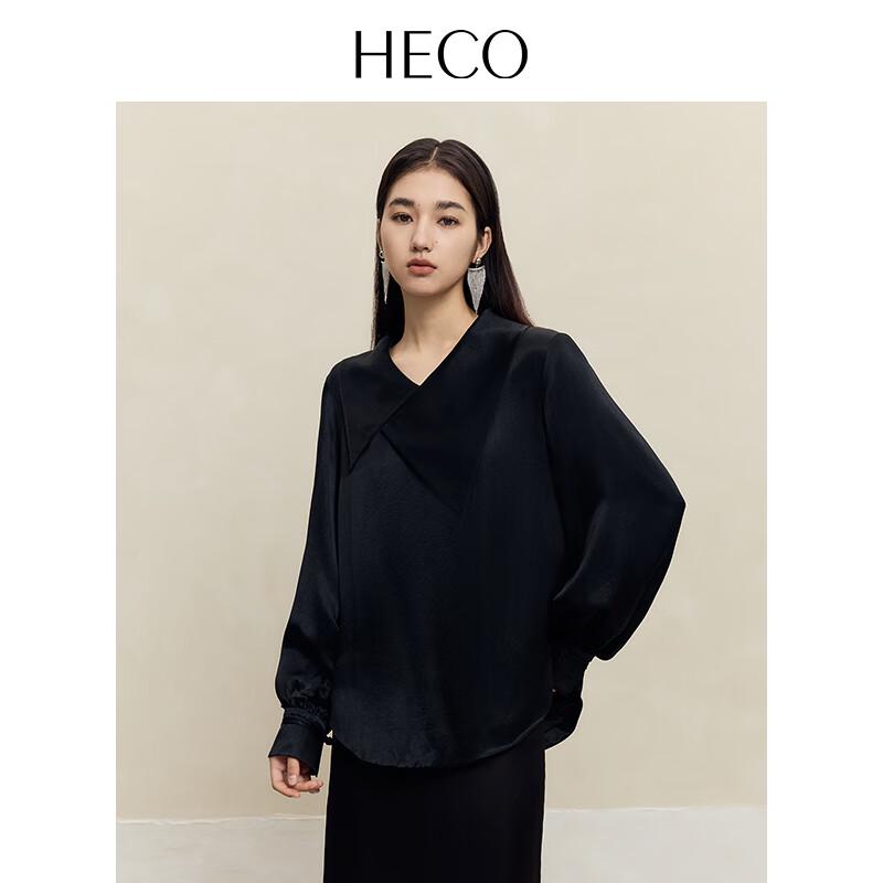 HECO New Chinese Style Layered Collar Acetate Long-Sleeve Shirt for Women