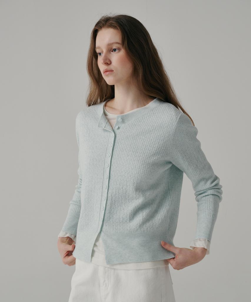 Banillaniteu Airy Cable Round Cardigan