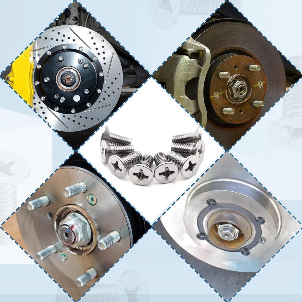 8Pack Stainless Steel Brake Disc Rotor Screws, Stainless Steel Retaining Screws for Front and Rear by Mission Automotive, Compatible with for Honda,