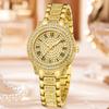 4PC Gold Alloy Strap Women's Watch Set Luxury Trend Fashion Quartz Watch Bracelet Set Suitable for Daily Clothing Matching