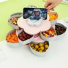 Petal-Shape Rotating Candy Box, Snack Nut Box, Flower Candy Fruit Plate, Food Storage Case, Two-deck Dried Fruit Storage Organizer