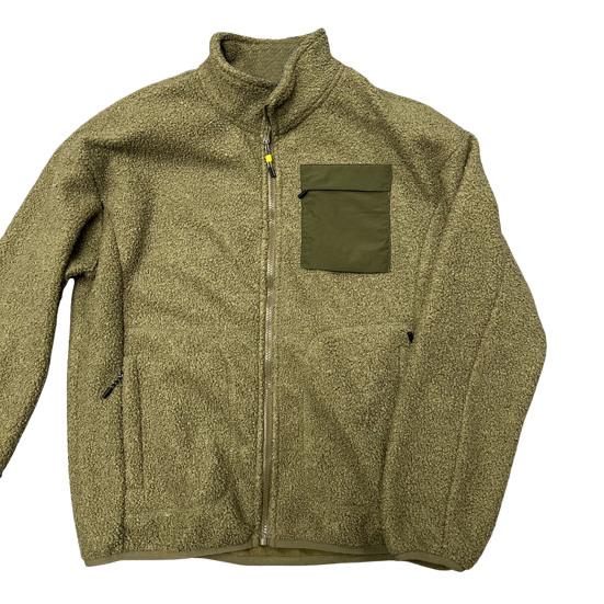 Faux Lambswool Jacket Coat Autumn Winter Zipper Placket Stand Collar Long Sleeve Solid Color Coat with Pockets