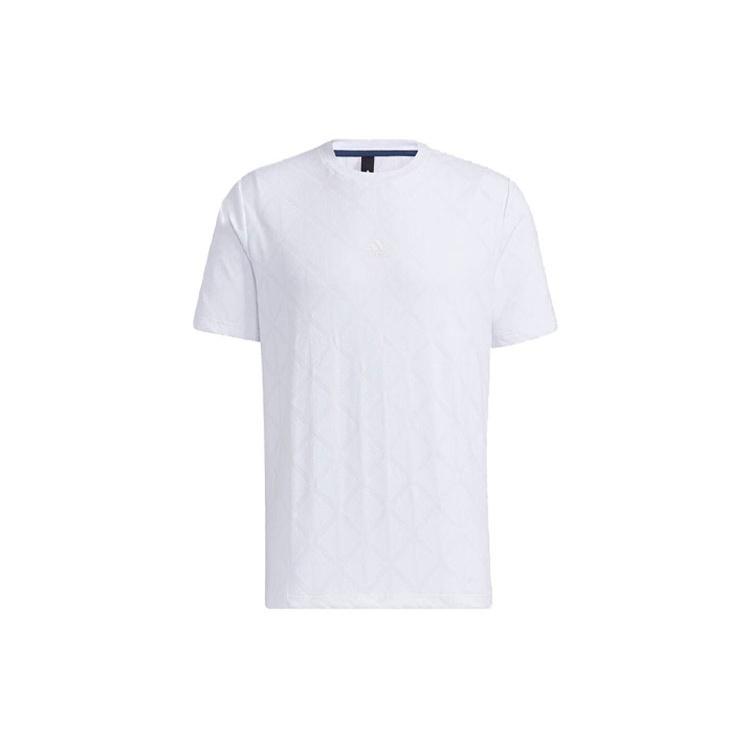 adidas Th Tee Techjaq Logo Printing mesh Short Sleeve White Men s GP1012 XXL
