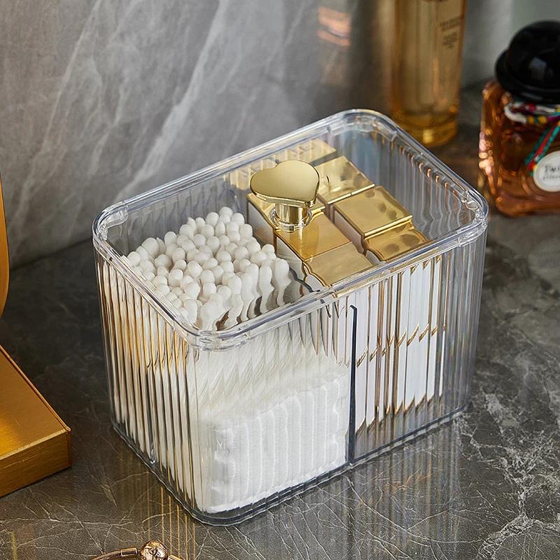 Acrylic Swabs Cosmetic Organizer Storage Box Desktop Dust-Proof Makeup Removal Cotton Lipstick Cosmetics Organization Holder