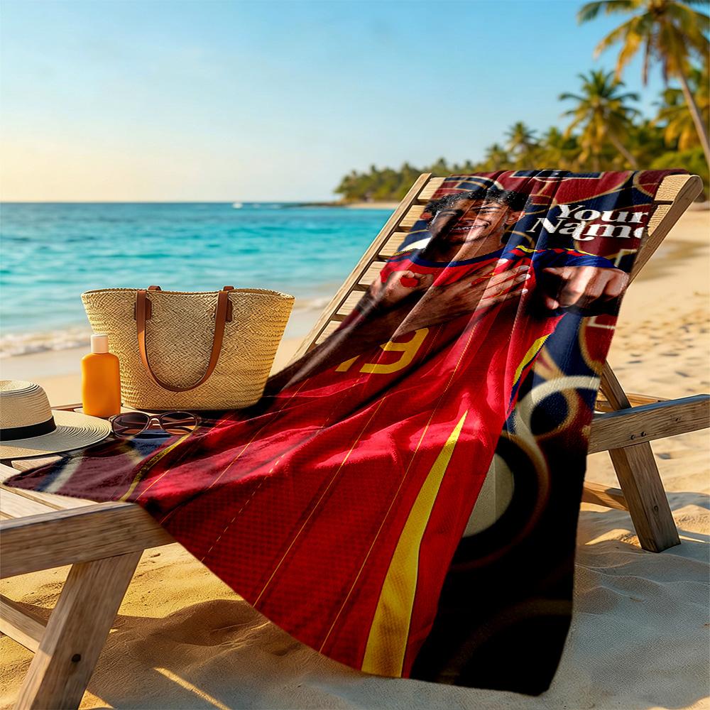 Lamin Yamal Customizable Name Beach Towel Super Soft Absorbent