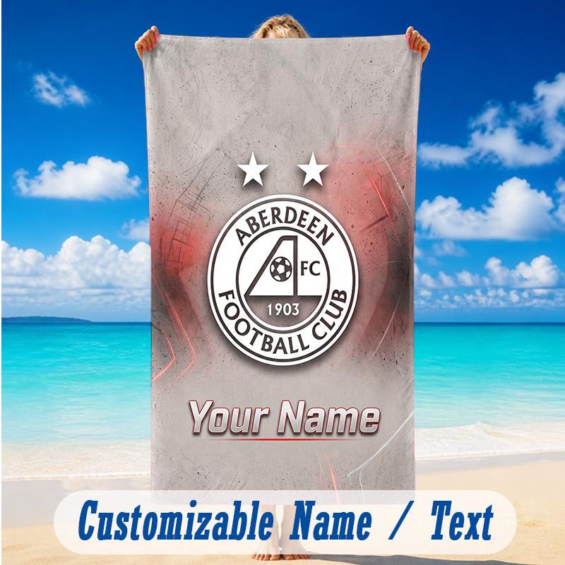 Beach Towel Custom Name Text, Quick Dry Large Towel For Beach HomeAberdeen FC