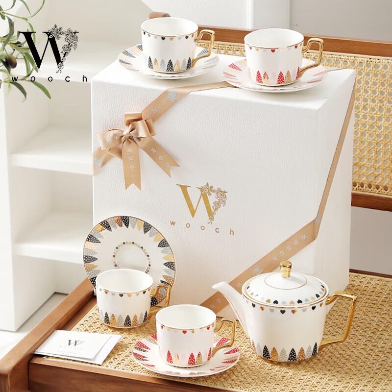 WOOCH Ceramic Tea Set - 1 Pot, 4 Cups with Gift Box