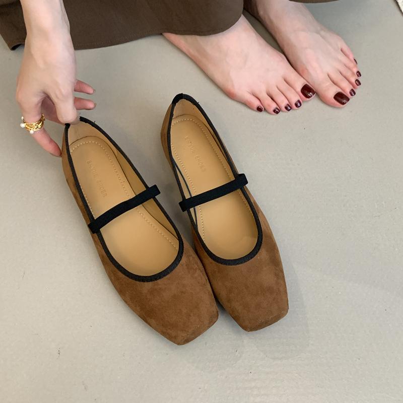 Fashion SUOJIALUN 2025 Autumn New Brand Women Flat Shoes Fashion Square Toe Shallow Slip On Mary Jane Shoes Soft Flat Heel Boat Shoes