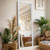 Straight Full-length Mirror with Wooden Frame In White, 160 X 50 Cm, with Adjustable Metal Stand Foot.
