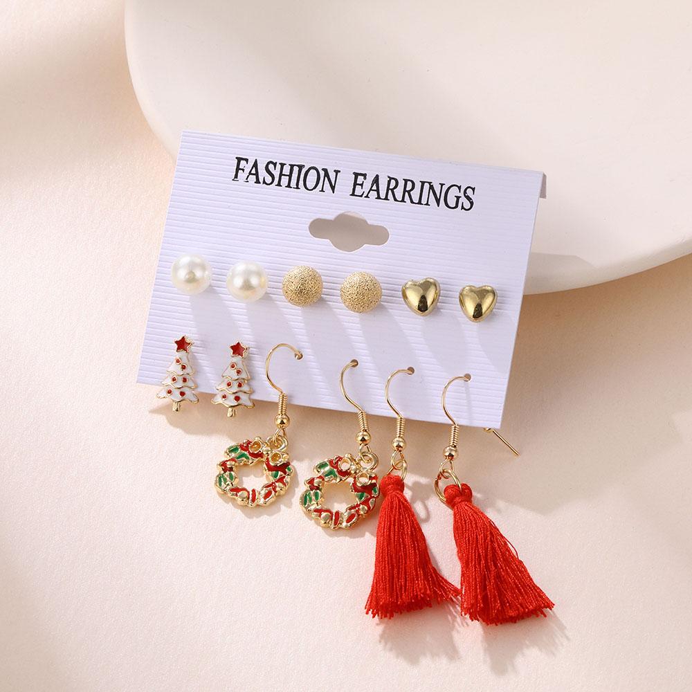 6 Paires Boucles D'oreilles Noël Pendantes - Père Noël, Flocons, Motifs Festifs, Cadeau Femme Fille