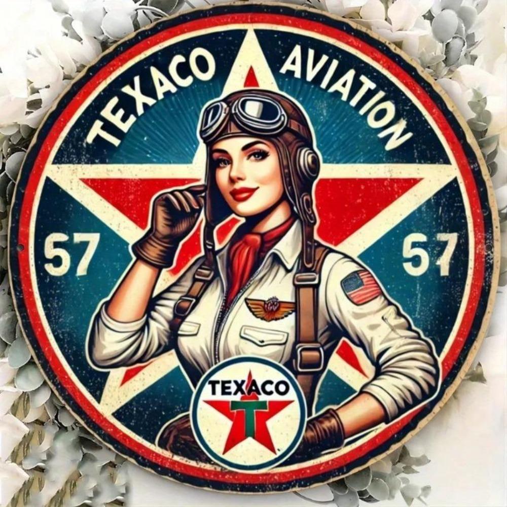 Vintage Texaco Aviation Humor Metal Wall Sign 7.8x7.8 Inch Garage Bar Decor