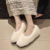 Neue weiße flauschige Schuhe Damen 2025 Herbst- und Winterbekleidung Samt Lammwolle Damen Schuhe flache Plüschschuhe Doudou Schuhe