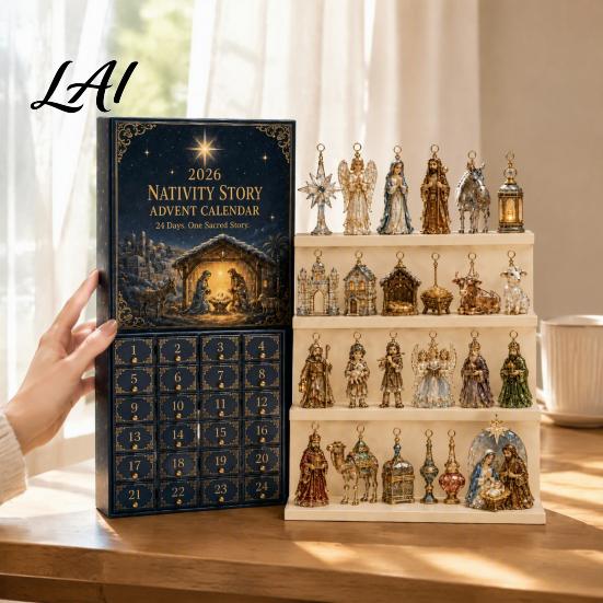Christmas Eve Countdown Calendar Nativity Advent 2026 24 Day with Ritual Gift for Everyone Pcs 2D Acrylic Religious Figures Holiday Gifts Christians