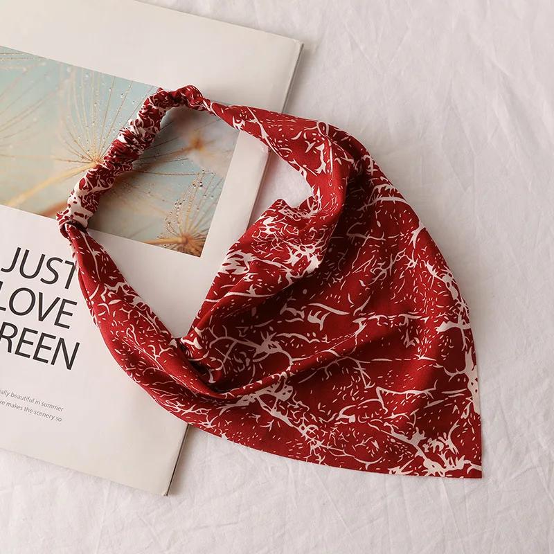 Bohemia Women Bandana Hair Scarf Summer Vintage Printted Chiffon Head Scarf Elastic Hair Bands Headwear Turban Femme