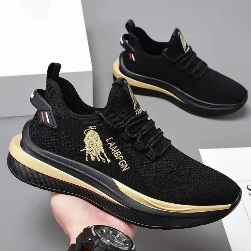 Men's Summer Breathable Lightweight Casual Running Sneakers – Trendy Versatile Flat Lace-Up Athletic Shoes, Comfortable Soft-Sole Footwear for Daily