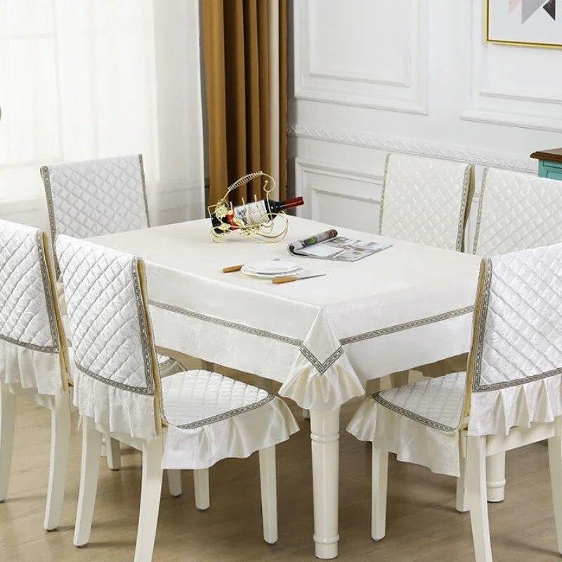 Einfarbiger Spitzen-Stuhlbezug im europäischen Stil, Esstisch- und Hockerbezug, Haushalts-Esstischdecke, Stuhlrückenlehne-Tuch