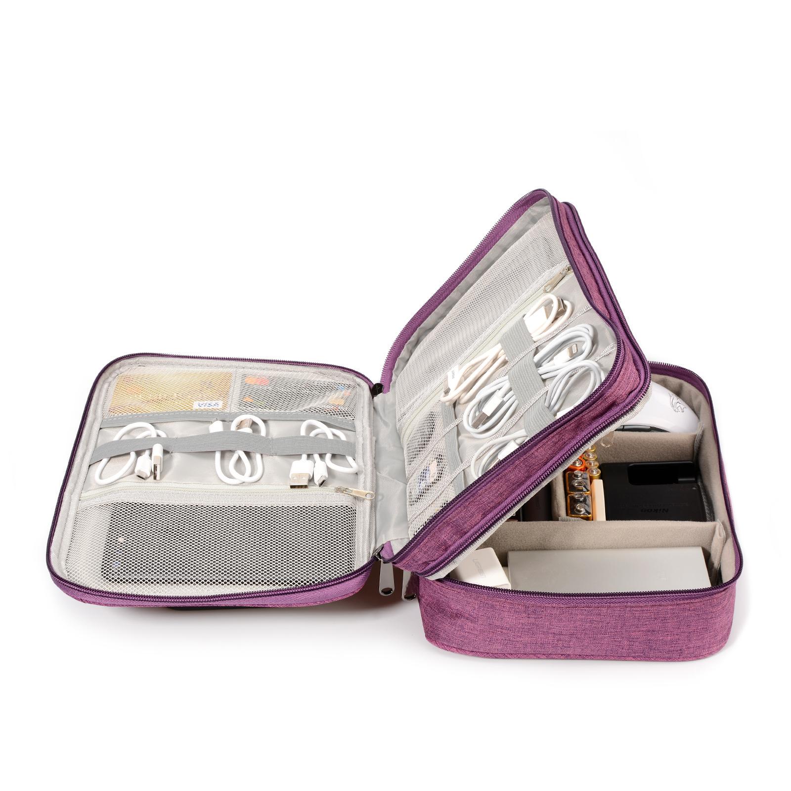 

Портативный дорожный электронный органайзер, сумка для хранения, сумка для переноски, чехол для смартфона, наушников, кабель для передачи данных, зарядное устройство, жесткий диск, флэш-память фиолетовый