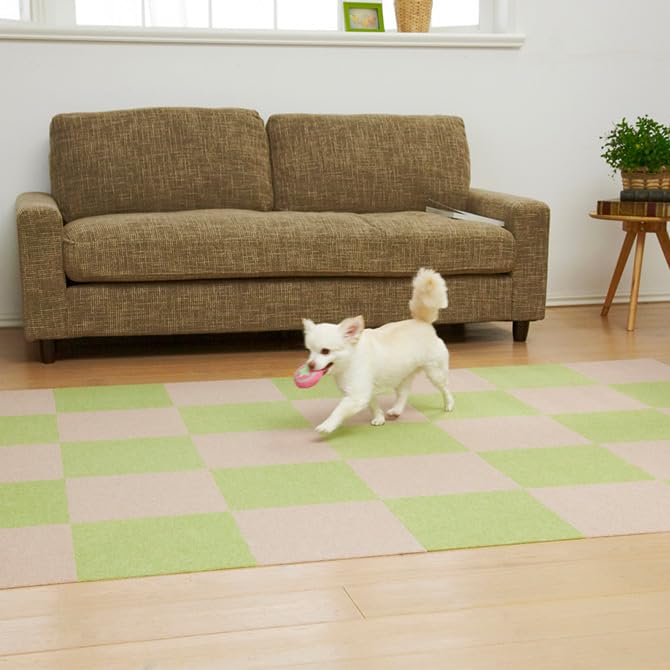Sanko Just Place and Veterinarian Pet Tile 30cm x 40 Sanko Made in Can be Cut with Stick, Recommended, Water-Repellent Mat, 30cm, Pieces, Green, Dog,