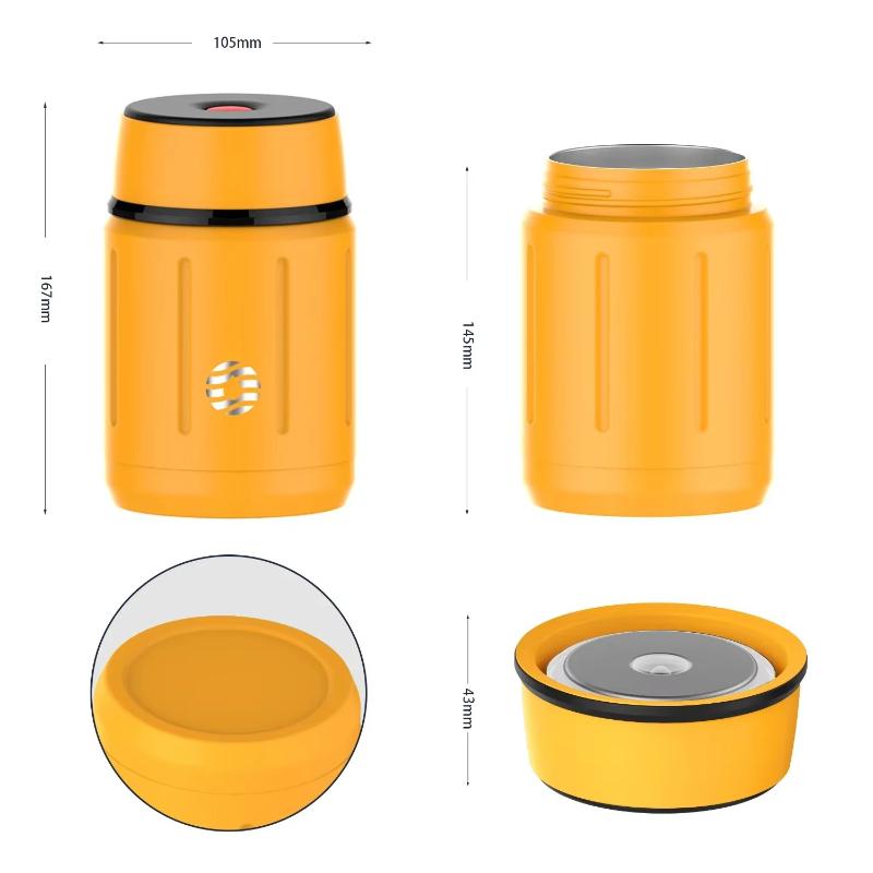 750ML 316 Stainless Steel Vacuum Lunch Box Double-wall Food Thermos Soup Cup Breakfast Cup with Spoon Camping Food Containers