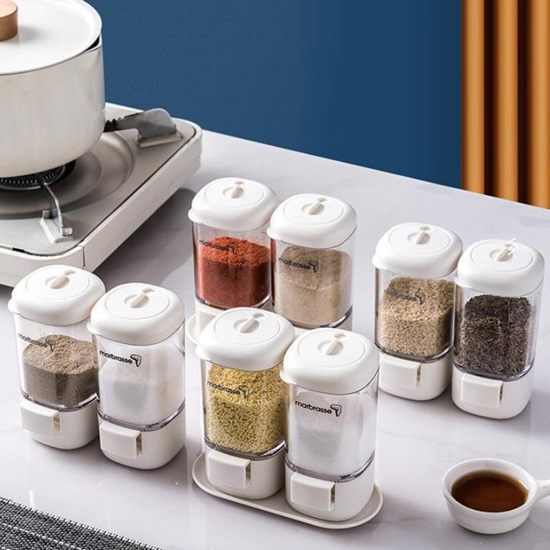 2G Metering Salt Shaker Push Type Salt Dispenser Salt Tank Sugar Bottle Shaker Canister Quantitative Spice Shaker Seasoning Box