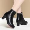 New Leather Thick-heeled Boots Women Autumn and Winter Suede Slip-on Soft-soled Mid-heeled Boots Round Head Cotton Mother Shoes