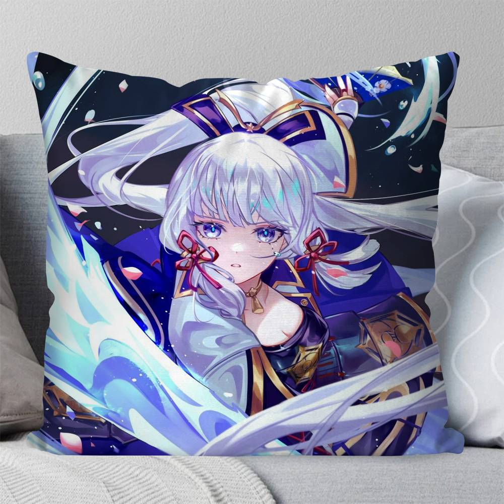 Kamisato Ayaka Anime Spiel Genshin Impact Kissenbezug Mode Quadratischer Kissenbezug Schlafzimmer Sofa Raum Ins Dekoration Freizeit