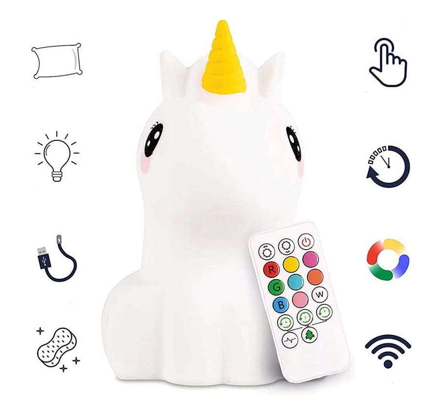 Led Silicone Unicorn Night Lamp For Children