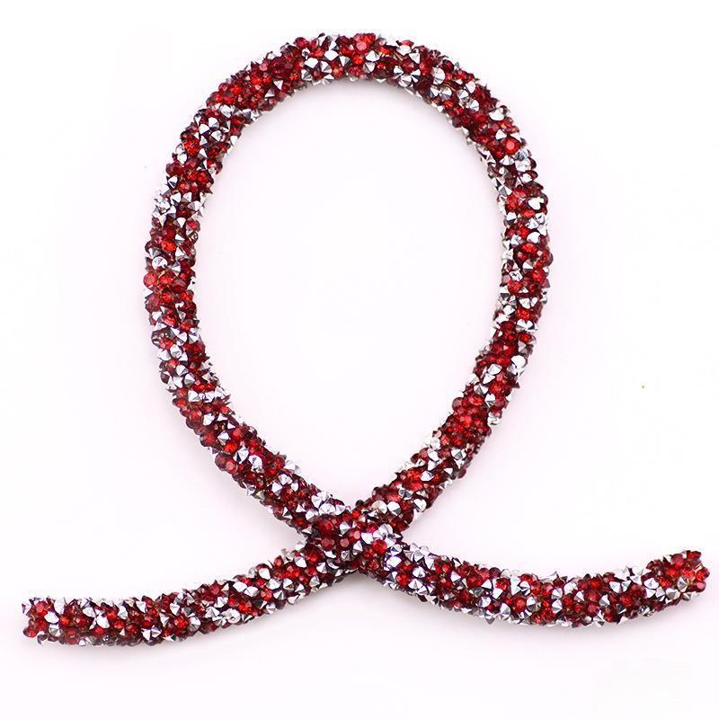 1Yard Rhinestone Tube Trim Resin Cord Sewing Chain for Clothing Shoe Headwear DIY Costume Decoration Applique Craft Accessories