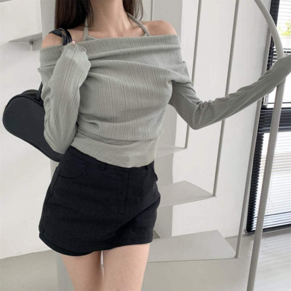 New ArrivalS Open Run Women S Halterneck Off Shoulder Long Sleeve Knit