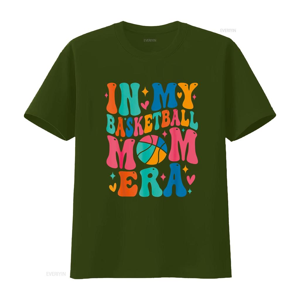 Groovy In My Basketball Mom Era Mama Mother T Shirt Vintage Washed Graphic Comfortable Top For Everyday Wear Stylish Unisex