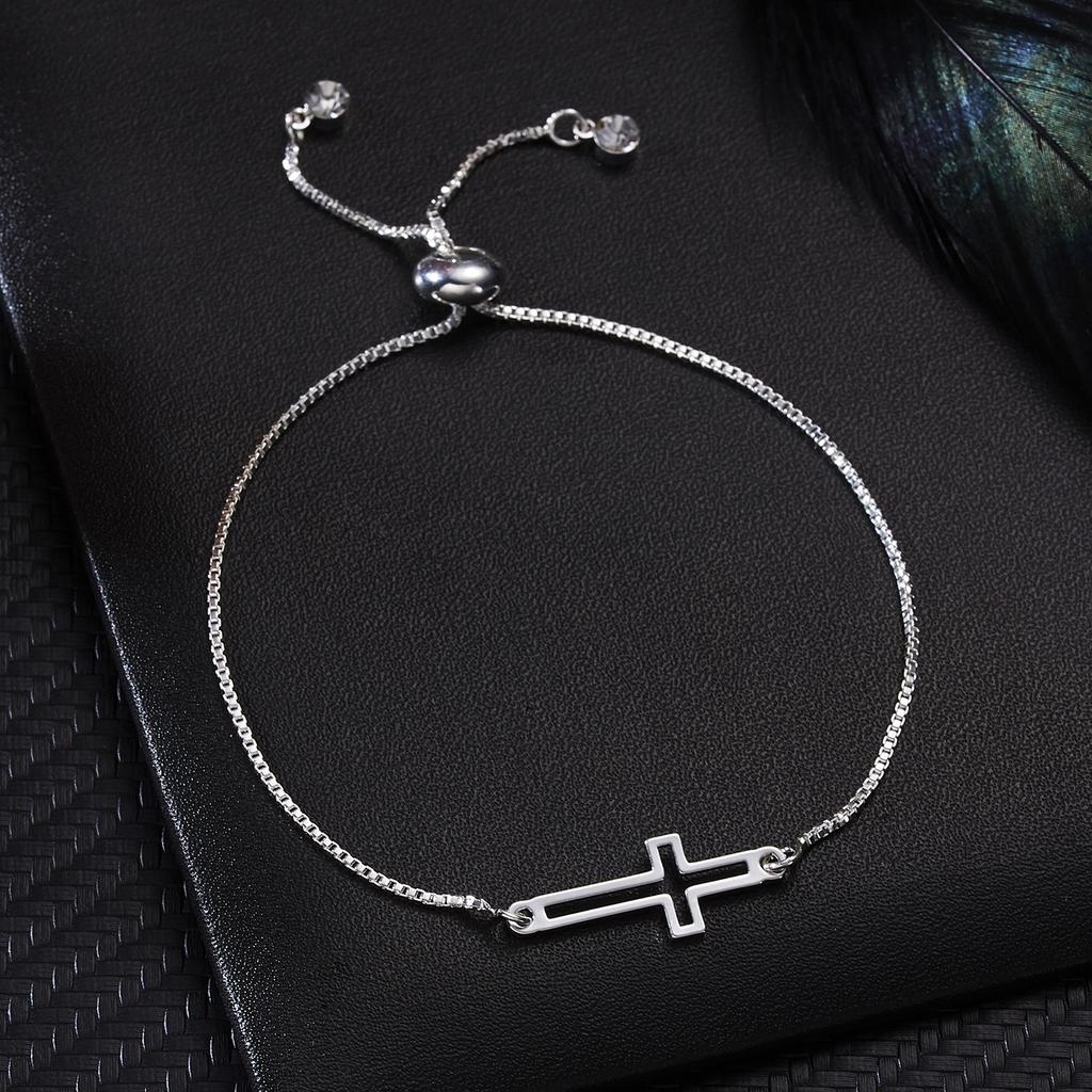 Silver Color Jewelry Cross Chain Bracelets For Women Fashion Wedding Banquet Charm Bracelets & Bangles Valentine's Day Gift
