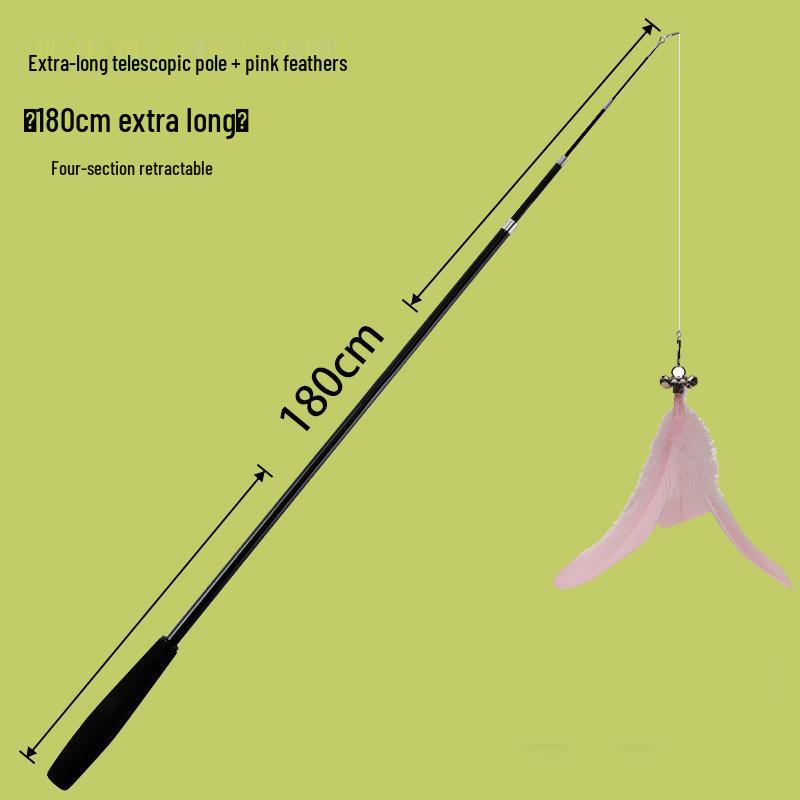 1.8m Extra Long Retractable Cat Teaser with Replaceable, Bite-Resistant Head – Perfect for Relieving Cat Boredom