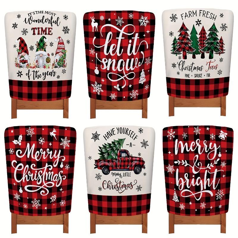 

6pcs/set Chair Cover Decorated with A Red and Black Checkered Pattern Easy To Clean and Suitable for Festive Restaurant Decor 50x60cm