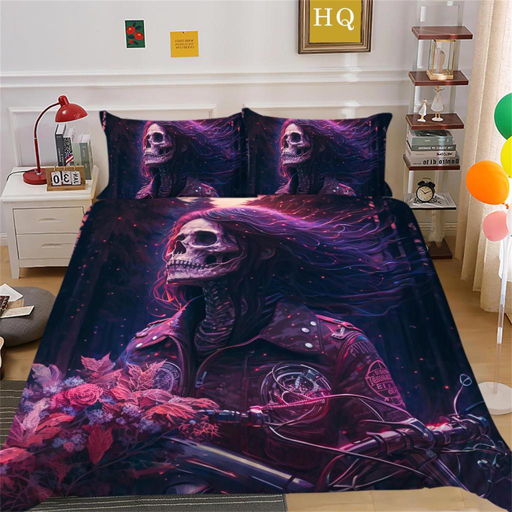 3D Skull Head Beauty Bedding Set Quilt Cover Pillow Cover Bedding Set AU King Full Size Single/Double Bed Home Decoration