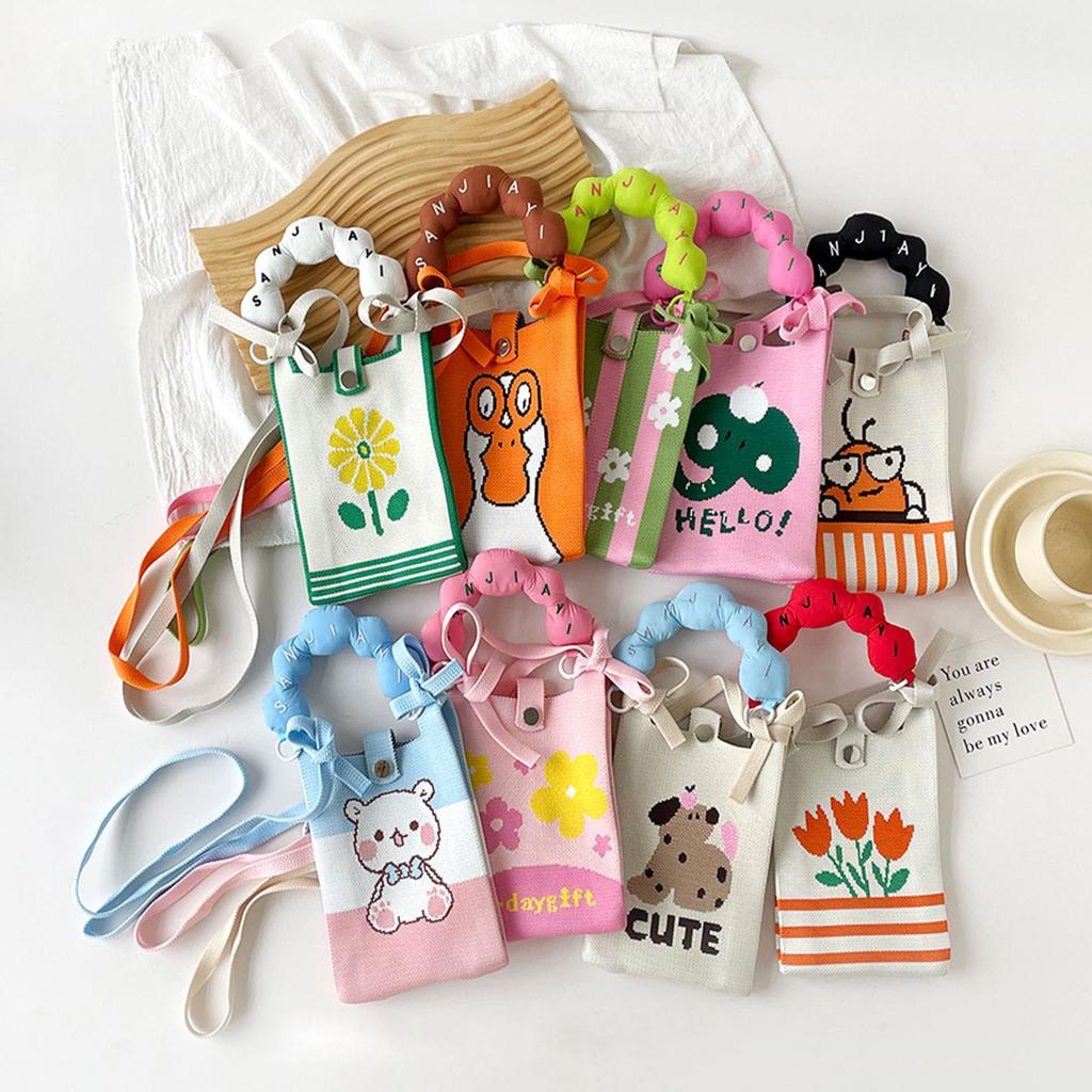 Cute And Sweet Knitted Mobile Phone Bag Shoulder Crossover Handheld Premium Mini Small Bag Mobile Phone Bag