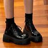 Černé boty Martin dámské podzim 2025 nové na silné podrážce s vysokým podpatkem krátké boty sladké cool malé krátké boty lokomotivní boty ins