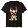 French Bulldog Christmas Lights Reindeer Antlers Unisex Unisex Graphic Tee