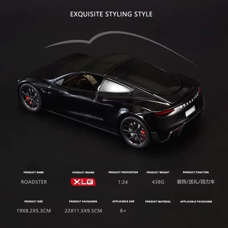 1:24 Alloy Tesla Sports Car Model Die-cast Metal Toy Car Convertible Toy with Charging Pile Boy Gift Collective Home Decoration Collection Ornaments